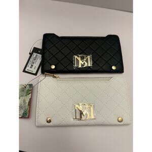 NEW Pair of Badgley Mischa Quilted Card Wallets - White and Black